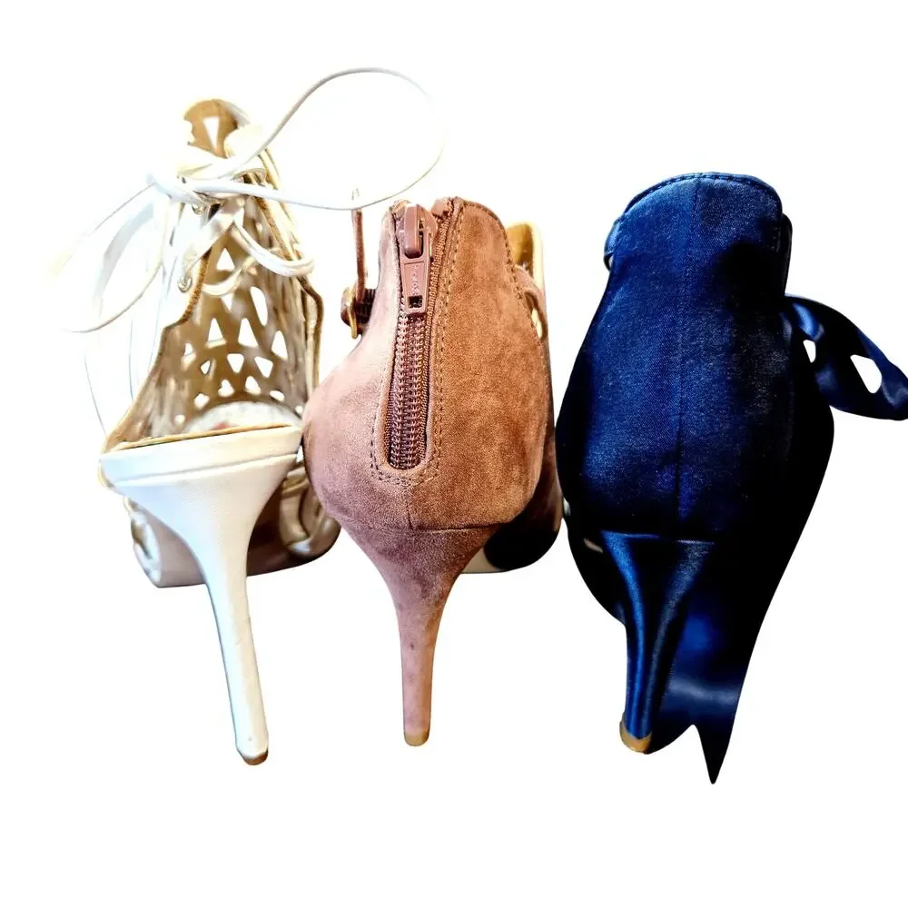 Size 10 Women's High Heel Open Toed Lot of 3 Pairs Bulk Shoes Sandals